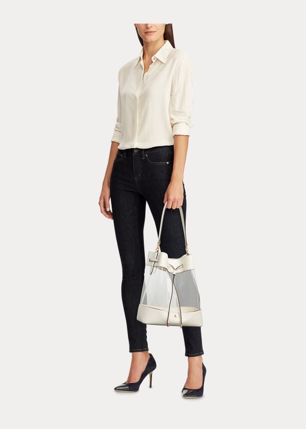 Ralph Lauren Medium Debby Drawstring Bag Krém | 8LXZ5w1u