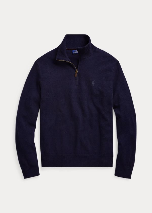 Ralph Lauren Merino Quarter-Zip Svetrové Blankyt | 9lYqWEnk