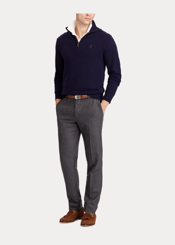 Ralph Lauren Merino Quarter-Zip Svetrové Blankyt | 9lYqWEnk