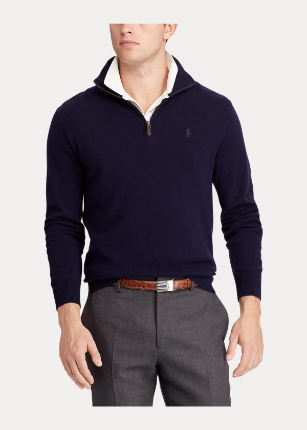 Ralph Lauren Merino Quarter-Zip Svetrové Blankyt | 9lYqWEnk