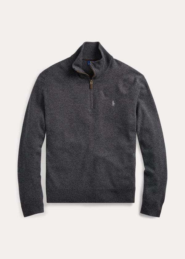 Ralph Lauren Merino Quarter-Zip Svetrové Šedé | xLmXRaHR