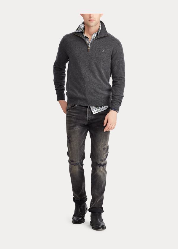 Ralph Lauren Merino Quarter-Zip Svetrové Šedé | xLmXRaHR
