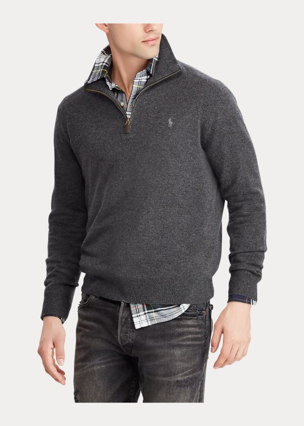 Ralph Lauren Merino Quarter-Zip Svetrové Šedé | xLmXRaHR