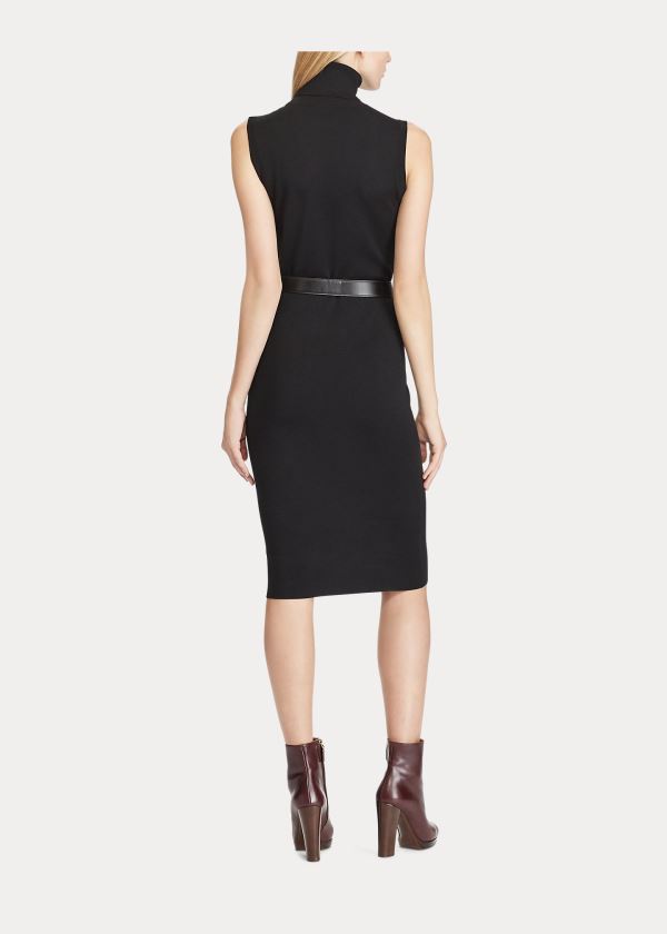 Ralph Lauren Merino Wool Turtleneck Šaty Černé | llZhjlGd