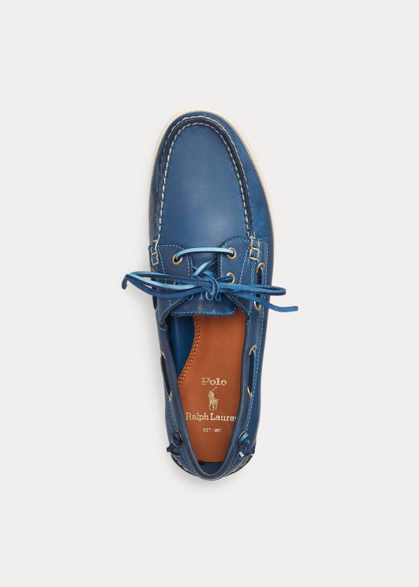 Ralph Lauren Merton Læder Lodní Shoe Tmavě Blankyt | TLuhLV0f