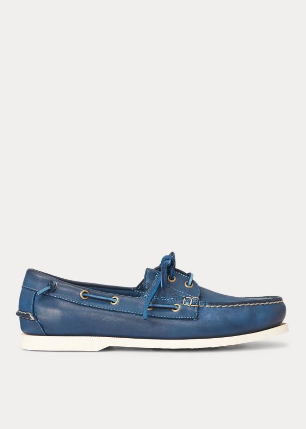 Ralph Lauren Merton Læder Lodní Shoe Tmavě Blankyt | TLuhLV0f