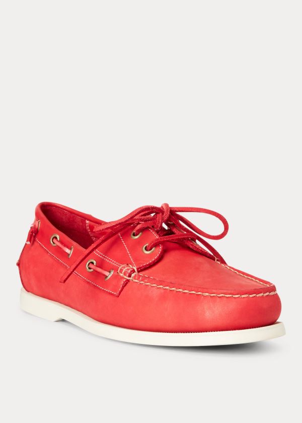 Ralph Lauren Merton Læder Lodní Shoe Červené | pd9fokRd