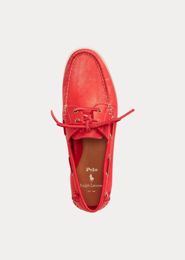 Ralph Lauren Merton Læder Lodní Shoe Červené | pd9fokRd