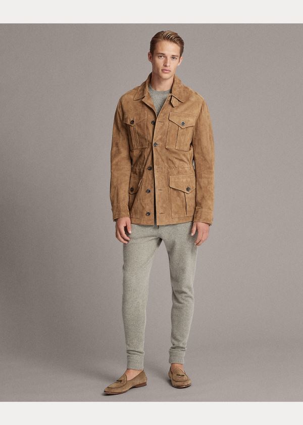 Ralph Lauren Merton Nubuck Læder Jacket Hnědožlutý | 2eJtzmmb