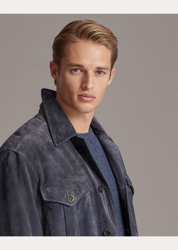 Ralph Lauren Merton Semišové Jacket Blankyt | UmP8Jc77