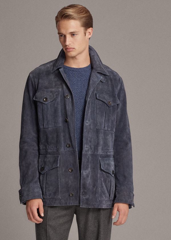 Ralph Lauren Merton Semišové Jacket Blankyt | UmP8Jc77