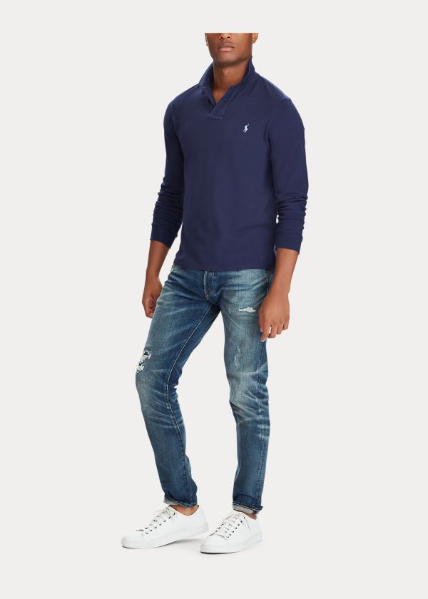 Ralph Lauren Mesh Long-Sleeve Polo Shirt Tmavě Blankyt | 0fl4dpwj