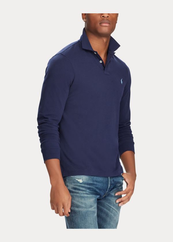 Ralph Lauren Mesh Long-Sleeve Polo Shirt Tmavě Blankyt | 0fl4dpwj