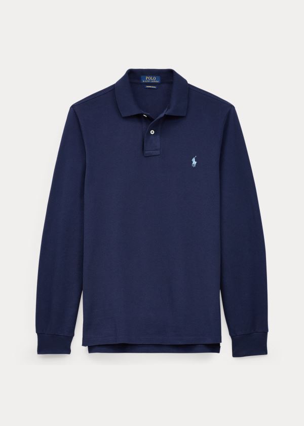 Ralph Lauren Mesh Long-Sleeve Polo Shirt Tmavě Blankyt | 0fl4dpwj