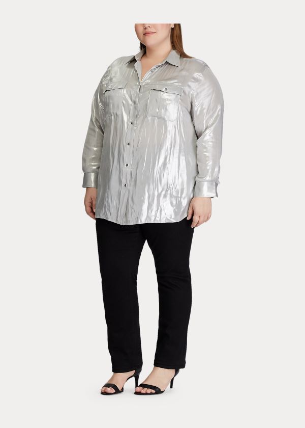 Ralph Lauren Metallic Patch Pocket Shirt Stříbrné | 490Bkr7u