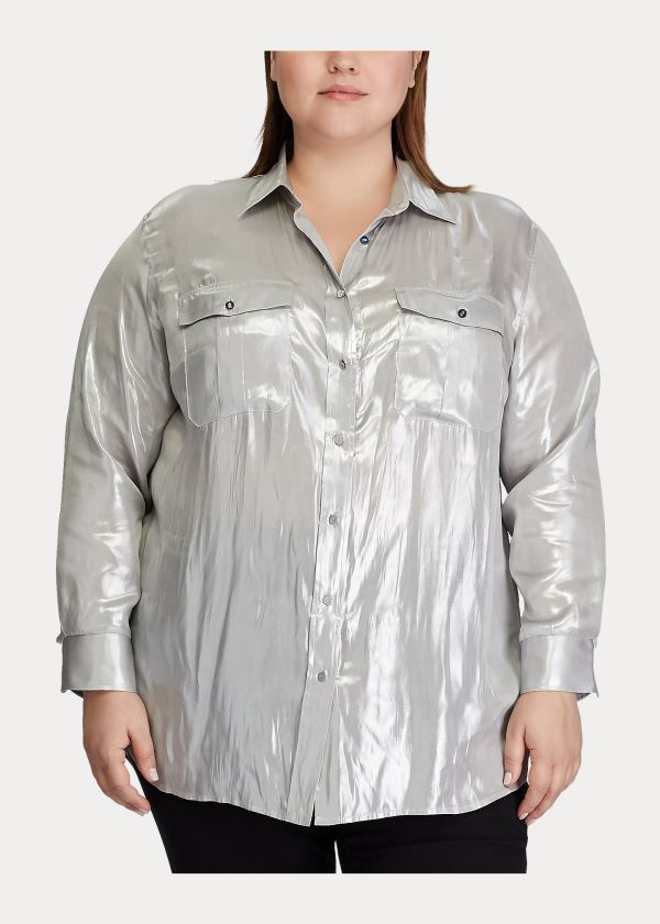 Ralph Lauren Metallic Patch Pocket Shirt Stříbrné | 490Bkr7u