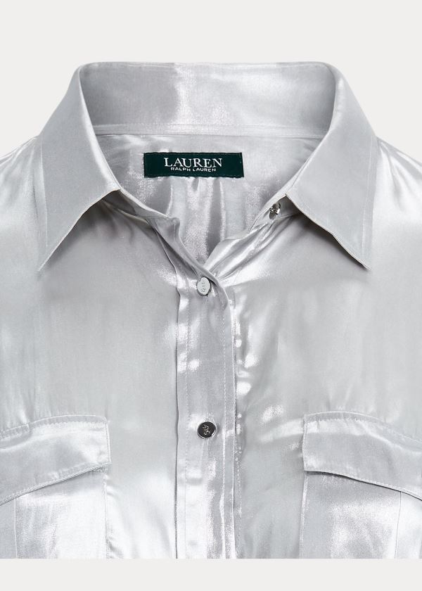 Ralph Lauren Metallic Patch Pocket Shirt Stříbrné | 490Bkr7u