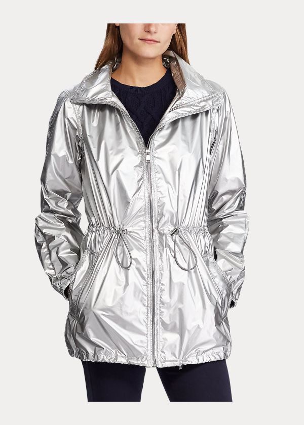 Ralph Lauren Metallic Taffeta S Kapucí Jacket Stříbrné | F9KpNen3