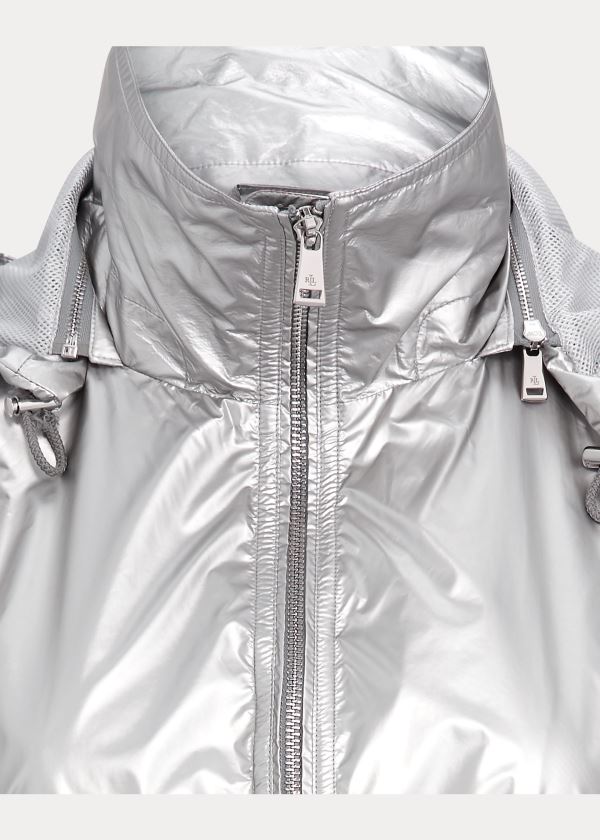 Ralph Lauren Metallic Taffeta S Kapucí Jacket Stříbrné | F9KpNen3