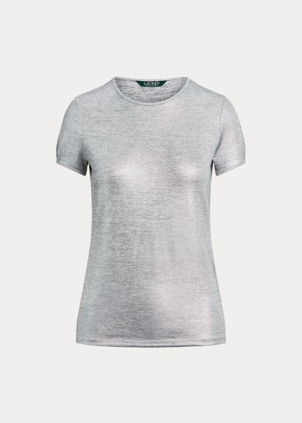 Ralph Lauren Metallic Tee Stříbrné | uJELaSxp