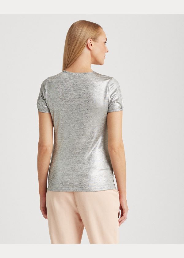 Ralph Lauren Metallic Tee Stříbrné | uJELaSxp
