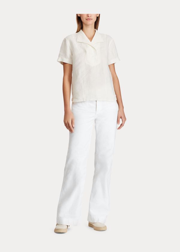 Ralph Lauren Mid-Rise Flare Bavlněné Pant Bílé | m2vOSOix