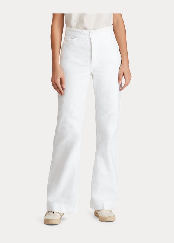Ralph Lauren Mid-Rise Flare Bavlněné Pant Bílé | m2vOSOix