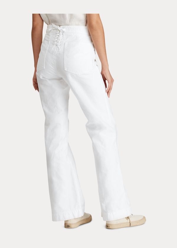Ralph Lauren Mid-Rise Flare Bavlněné Pant Bílé | m2vOSOix