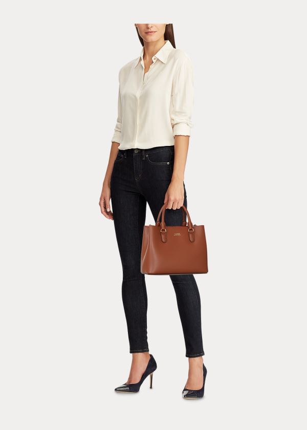 Ralph Lauren Mini Læder Marcy Satchel Hnědé | Cj5HQPkk