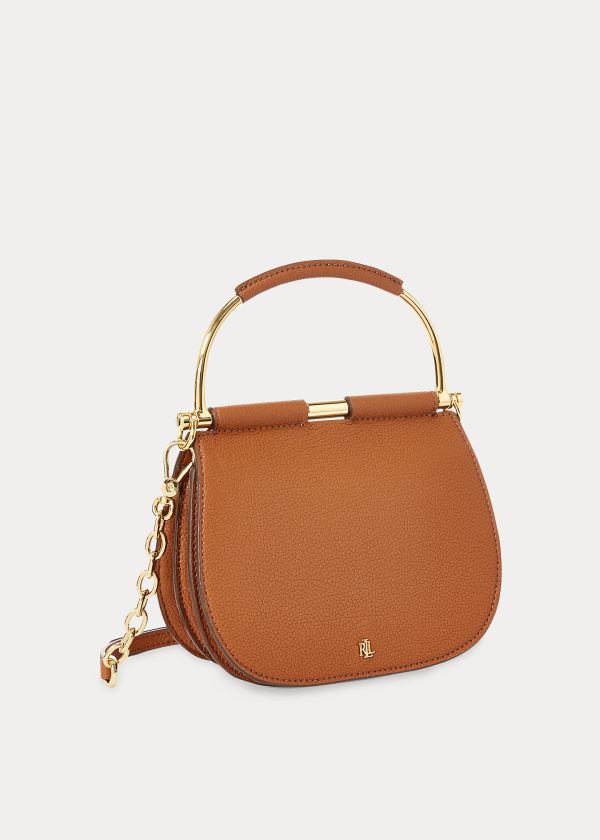 Ralph Lauren Mini Læder Round Satchel Hnědé | jW59GQxx