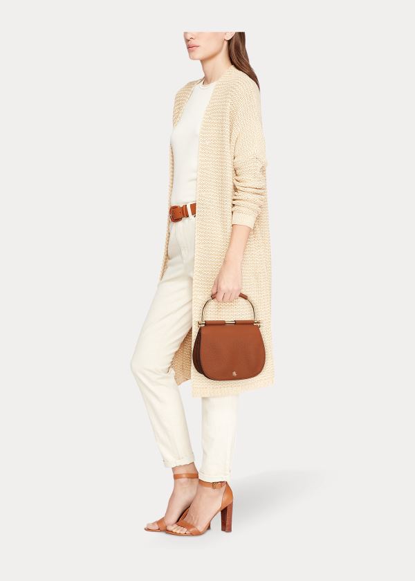 Ralph Lauren Mini Læder Round Satchel Hnědé | jW59GQxx
