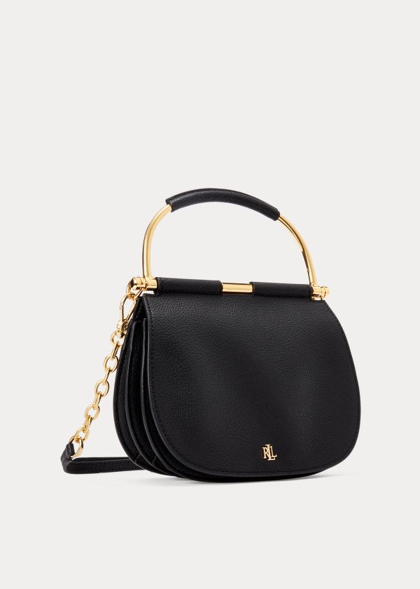Ralph Lauren Mini Læder Round Satchel Černé | CWyCXVej