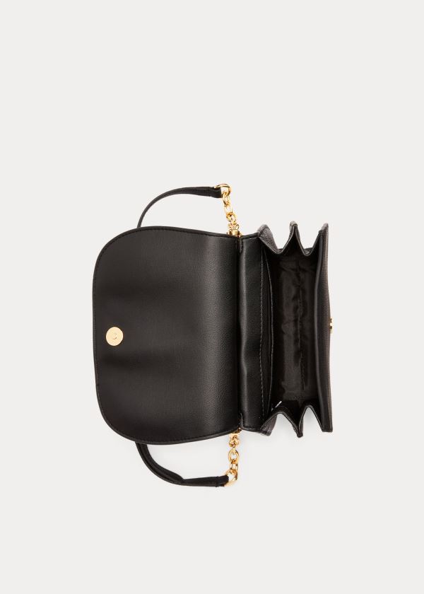Ralph Lauren Mini Læder Round Satchel Černé | CWyCXVej