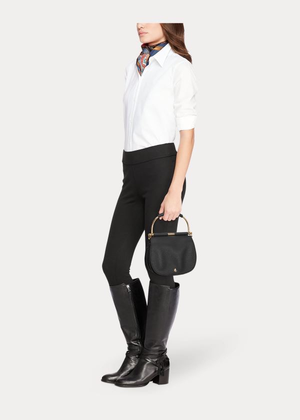 Ralph Lauren Mini Læder Round Satchel Černé | CWyCXVej