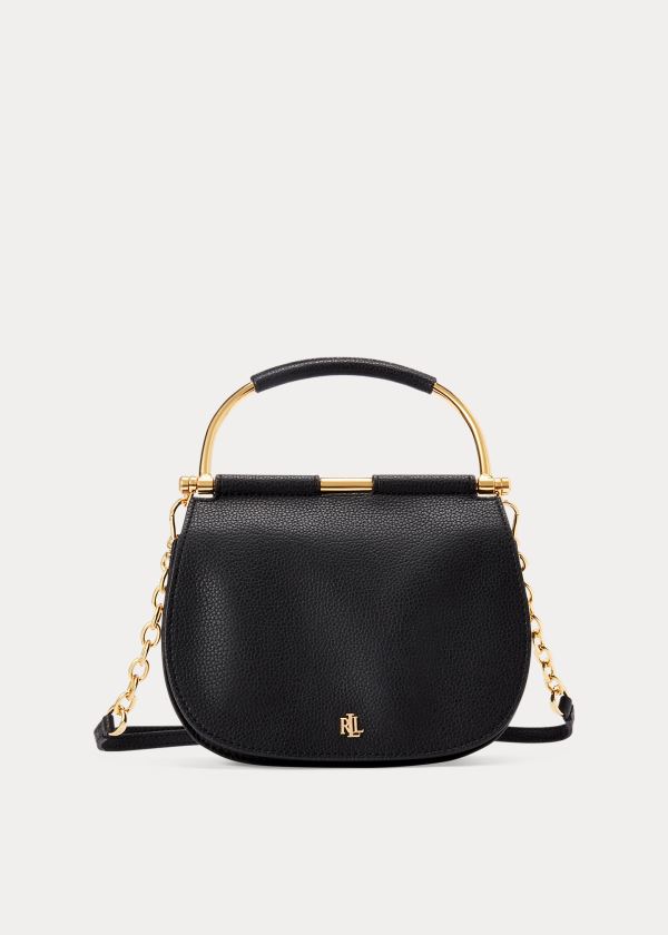 Ralph Lauren Mini Læder Round Satchel Černé | CWyCXVej