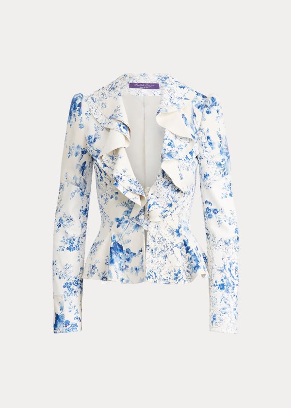 Ralph Lauren Mitchell Floral Læder Jacket Bílé Blankyt | wWrau3jQ