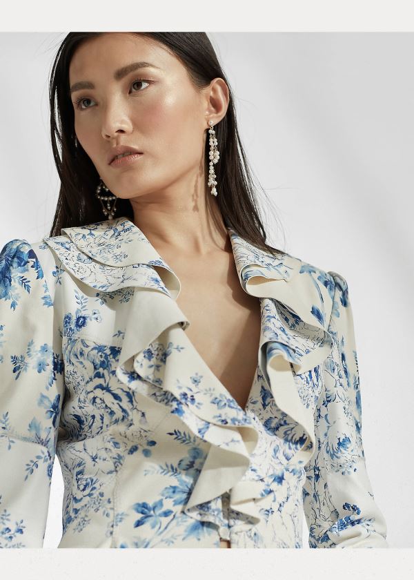 Ralph Lauren Mitchell Floral Læder Jacket Bílé Blankyt | wWrau3jQ