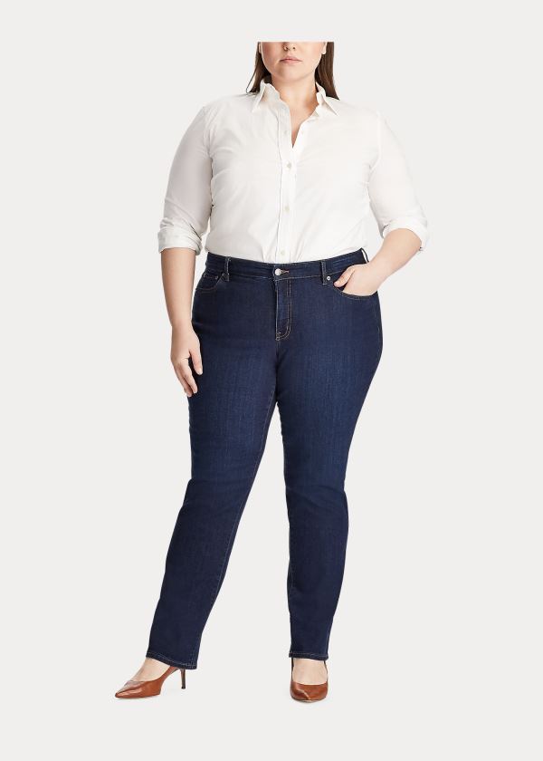 Ralph Lauren Modern Straight Curvy Jean Tmavě Královská Modrá Blankyt | p1eHtOnB