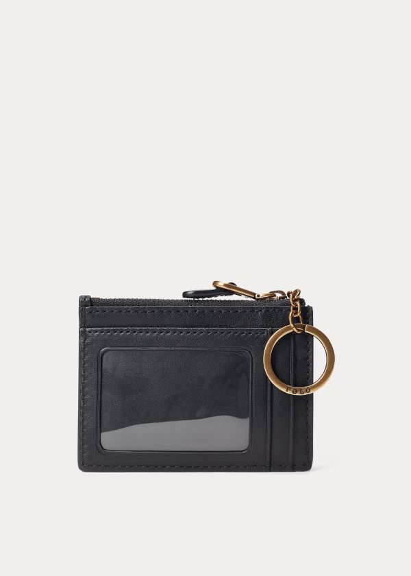 Ralph Lauren Nappa Læder Zip Card Case Černé | 8RaKQcmh