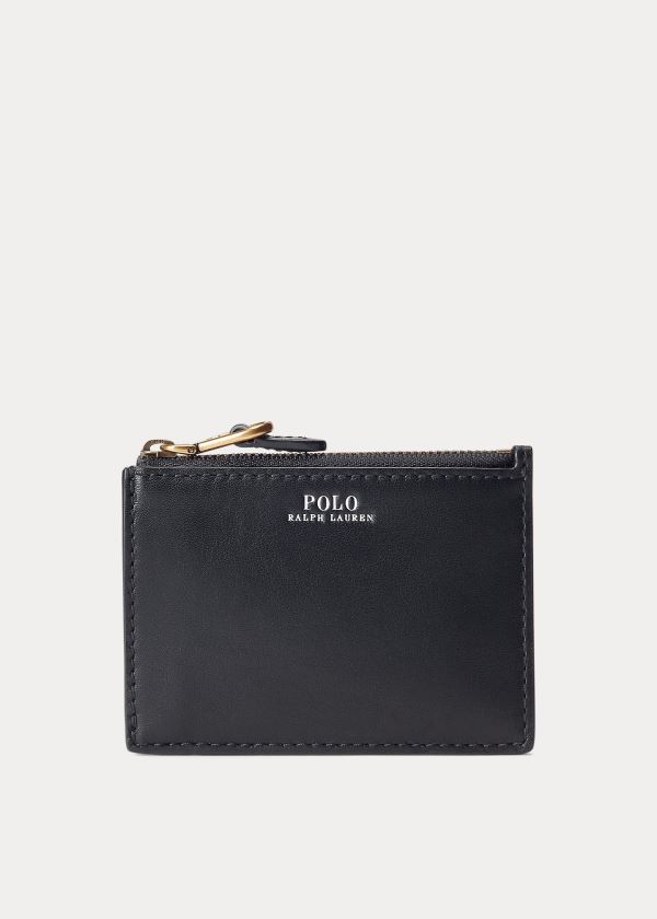 Ralph Lauren Nappa Læder Zip Card Case Černé | 8RaKQcmh