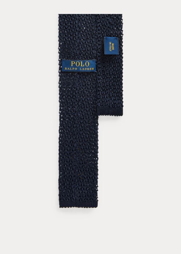 Ralph Lauren Nautical Bear Knit Silk Tie Tmavě Blankyt | 6FWbLreP