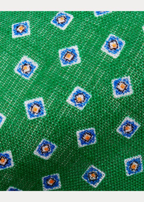 Ralph Lauren Neat Linen Narrow Tie Zelene | AscAr7vO