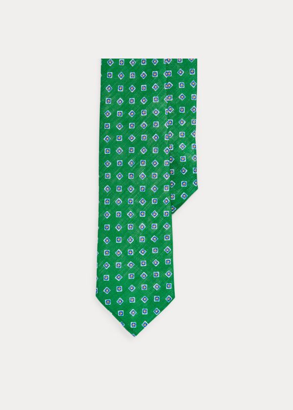 Ralph Lauren Neat Linen Narrow Tie Zelene | AscAr7vO