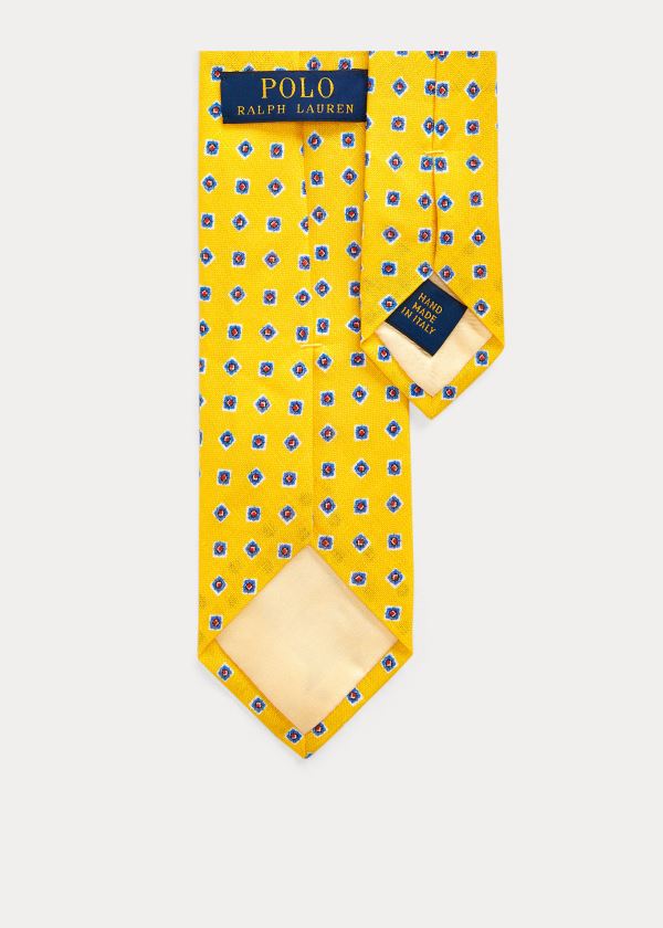 Ralph Lauren Neat Linen Narrow Tie Žluté | 5X6v70FT