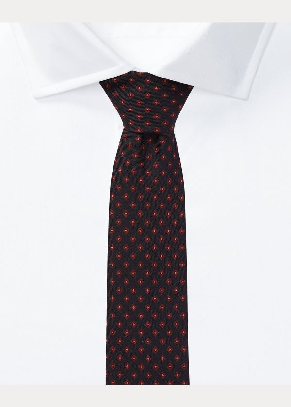 Ralph Lauren Neat-Print Silk Narrow Tie Černé | 0MOd5B62