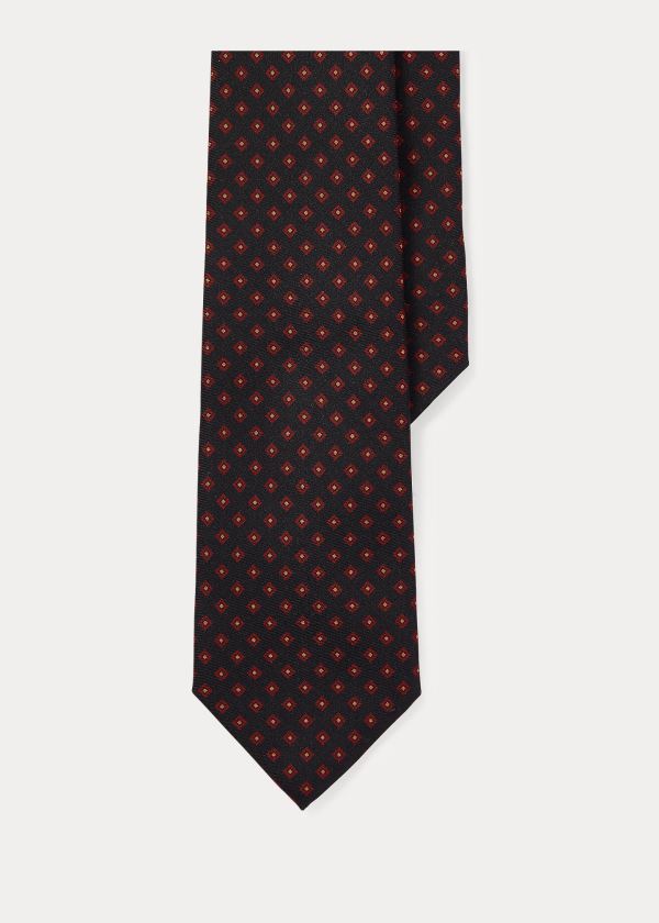 Ralph Lauren Neat-Print Silk Narrow Tie Černé | 0MOd5B62