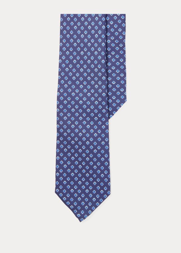 Ralph Lauren Neat-Print Silk Narrow Tie Tmavě Blankyt | PadtOuBq