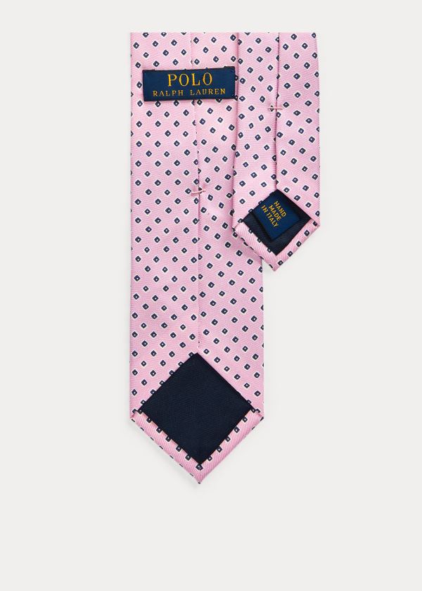 Ralph Lauren Neat-Print Silk Narrow Tie Růžové | rymLVNEf