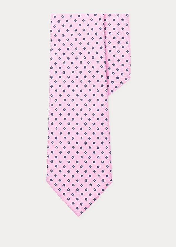 Ralph Lauren Neat-Print Silk Narrow Tie Růžové | rymLVNEf