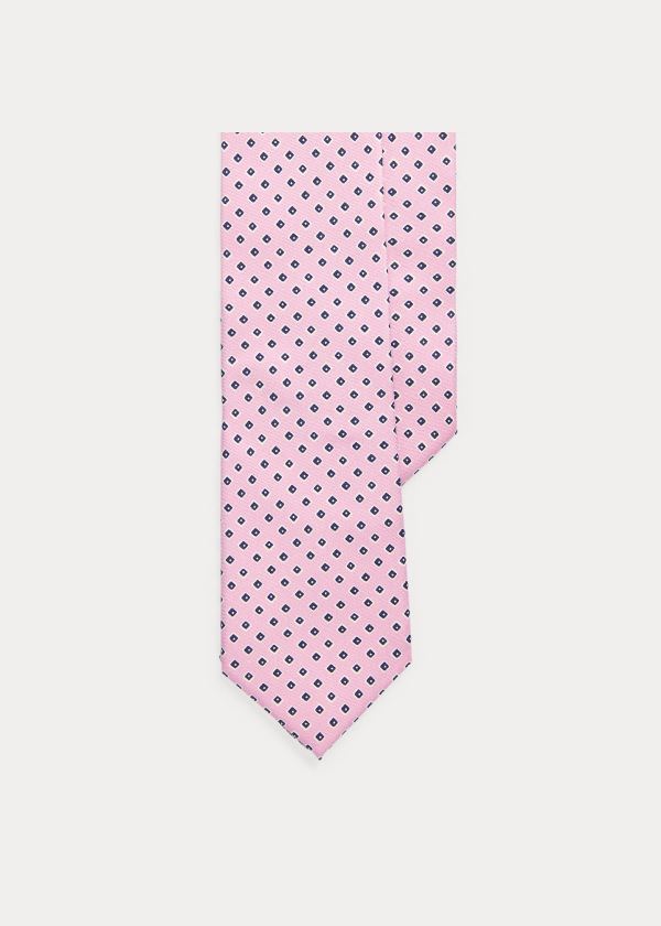 Ralph Lauren Neat-Print Silk Narrow Tie Růžové | rymLVNEf